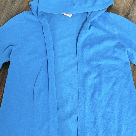 Sweet romance Solid blue open long cardigan 3/4 sleeve cardigan minamlist - Picture 2 of 4